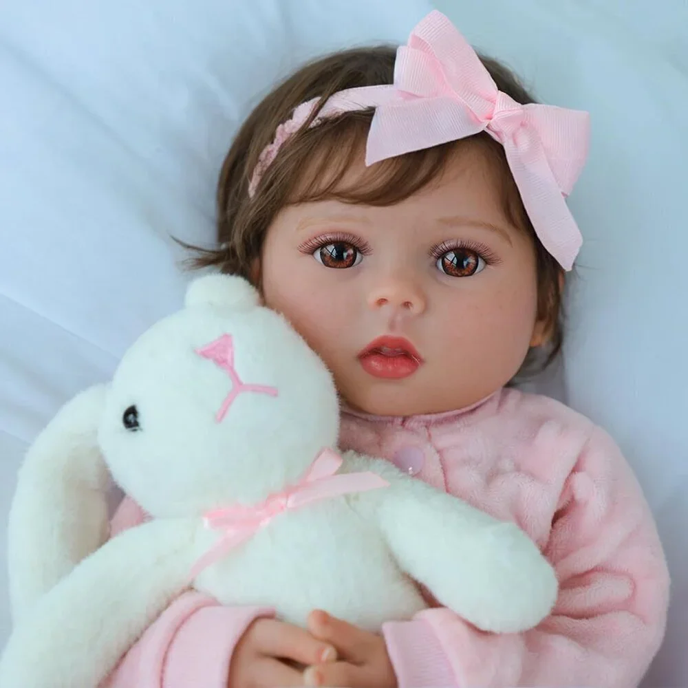 🆕18 inch Full Body Vinyl Baby Dolls Weighted Toddler with Hair Realistic Reborn